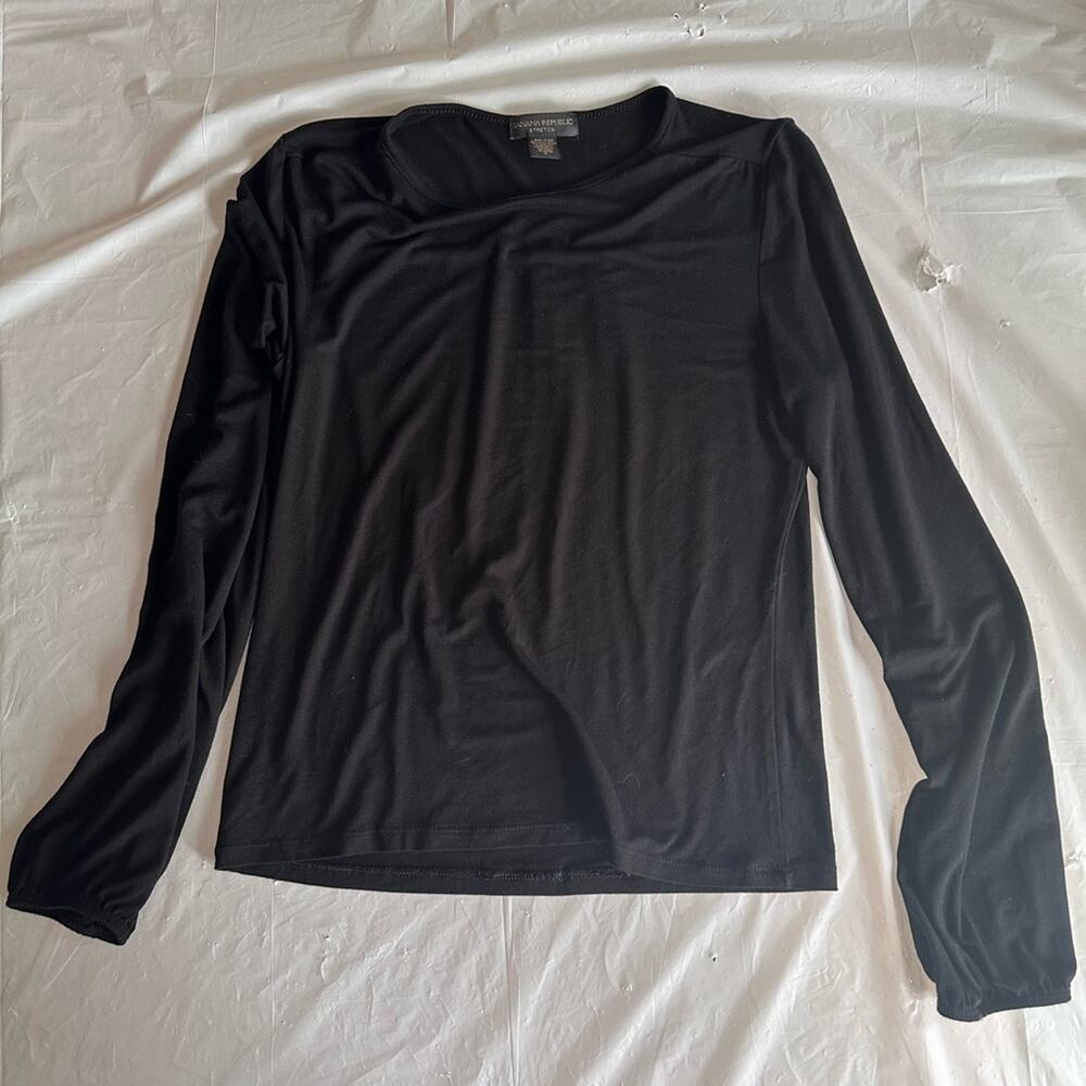 Banana Republic Stretch Black Long Sleeve Tee Shirt L